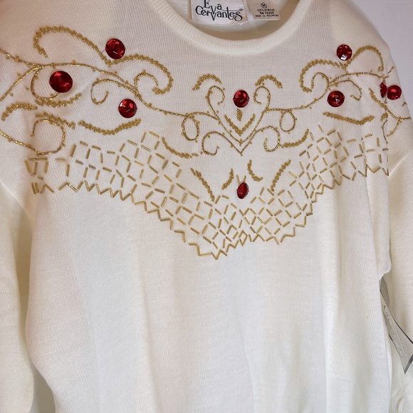Vintage Ivory Sweater With Gold Detail - Picture 5 of 6